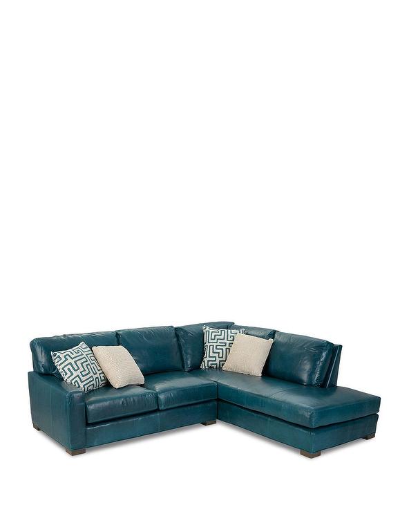 Shariah Teal Leather Right Chaise Section