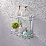 KES Bathroom 2-Tier Glass Shelf with Rail Aluminum and Extra Thick .