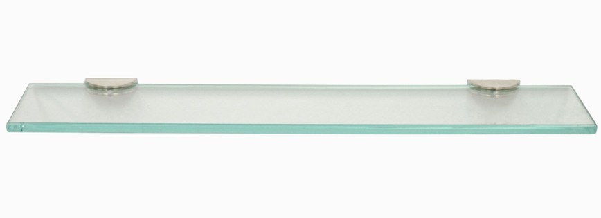 Straight Glass Shower Shelf with 2" Half Round Clam