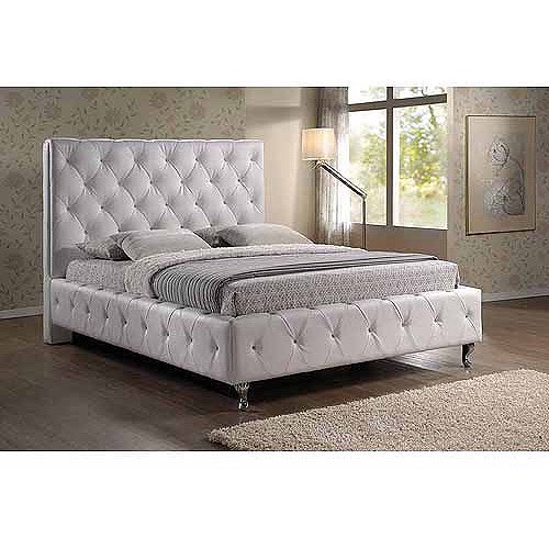 Baxton Studio Stella King Crystal Tufted Modern Bed with .