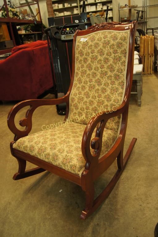 Vintage Regency Style Upholstered Rocking Chair | Bid Ka
