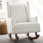 Modern Tufted Wingback Convertible Rocking Chair & Ottoman .