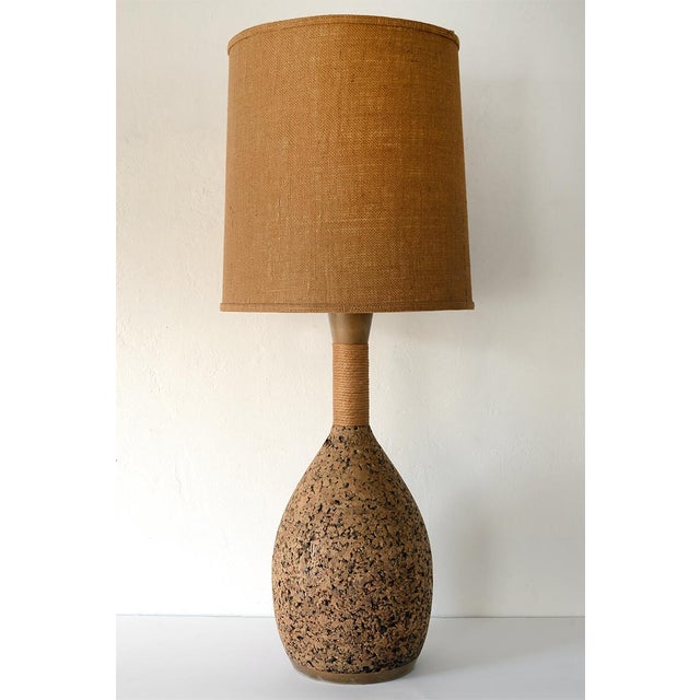 Vintage Mid-Century Modern Cork & Jute Table Lamp | Chairi