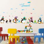 Penguin Present Wall Decal Sticker Kids Room Nursery Wall Art .