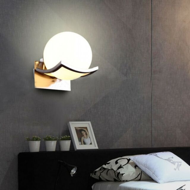 Metal Glass Ball Bedside Lamp Table Bedroom LED Wall Mounted Style .