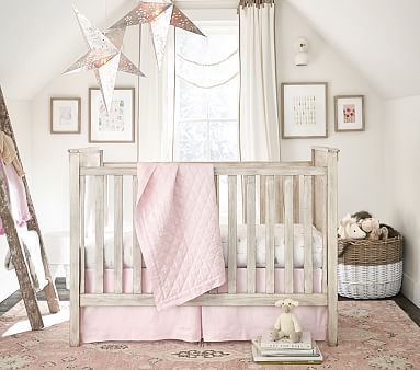 Rory Convertible Crib #pbkids | Linen baby bedding, Girl nursery .