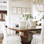 White Slipcovered Chairs and Rustic Table | Slip covered dining .