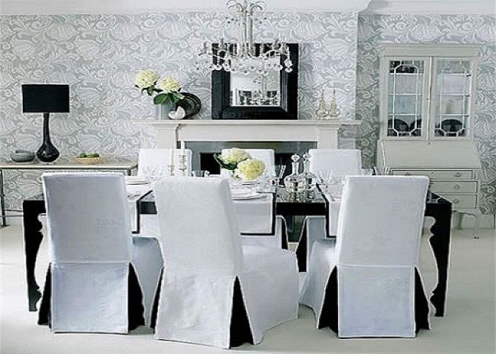 I like the idea of contrast in the pleats Black and white dining .