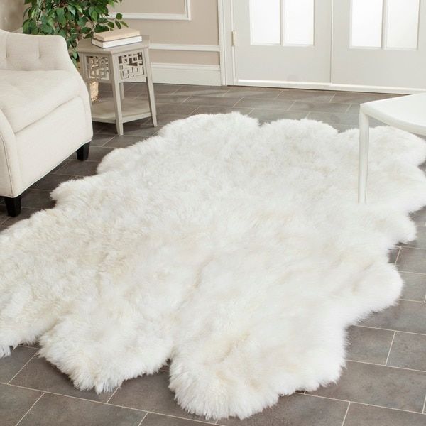 Safavieh Handmade Sheep Skin Aybek Shag Solid Sheepskin Rug .