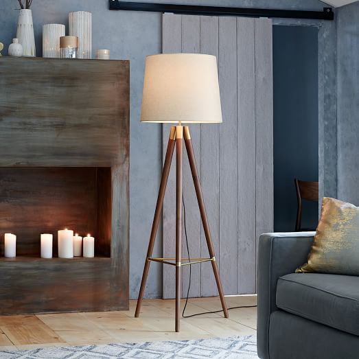 Elegant White Wooden Tripod Floor Lamp:
Illuminate Your Space in Style