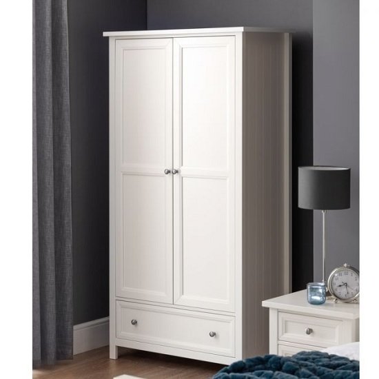 Marquis Wooden Wardrobe In White With 2 Doors and 1 Drawer .