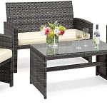 Amazon.com: Goplus 4-Piece Wicker Patio Furniture Set with Weather .