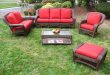 4 Piece Palm Springs Resin Wicker Furniture Set, Sofa, 2 Chairs .