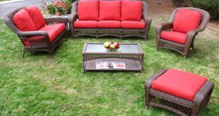 4 Piece Palm Springs Resin Wicker Furniture Set, Sofa, 2 Chairs .