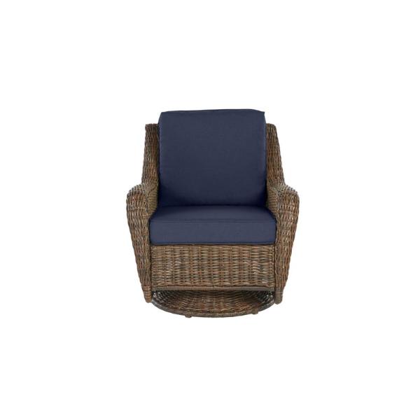 Hampton Bay Cambridge Brown Wicker Outdoor Patio Swivel Rocking .