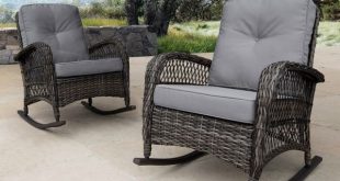 Shop Corvus Salerno Outdoor Wicker Rocking Chair with cushions .