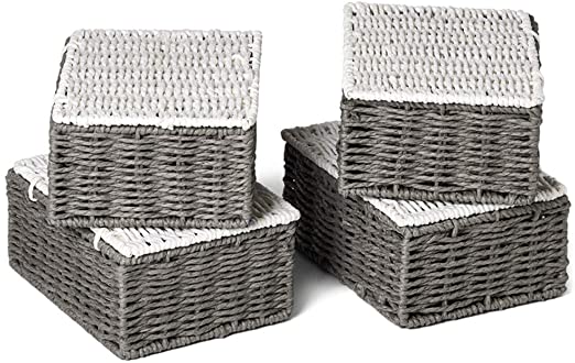 Amazon.com - EZOWare Set of 4 Woven Storage Baskets with Lids .