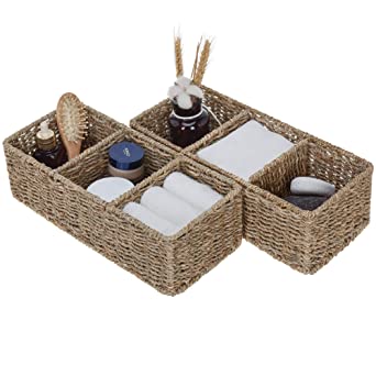 Amazon.com: StorageWorks 3-Section Wicker Baskets for Shelves .