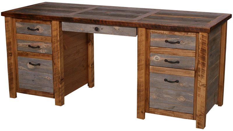 Natural Barnwood Executive Desk | Rustic desk, Barn wood, Wood de