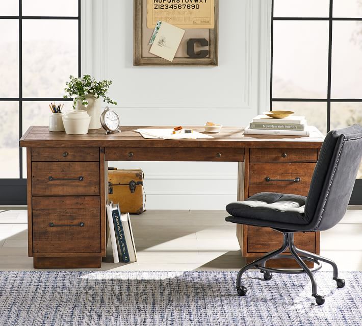 Rustic 70" Reclaimed Wood Desk with Drawers | Pottery Ba