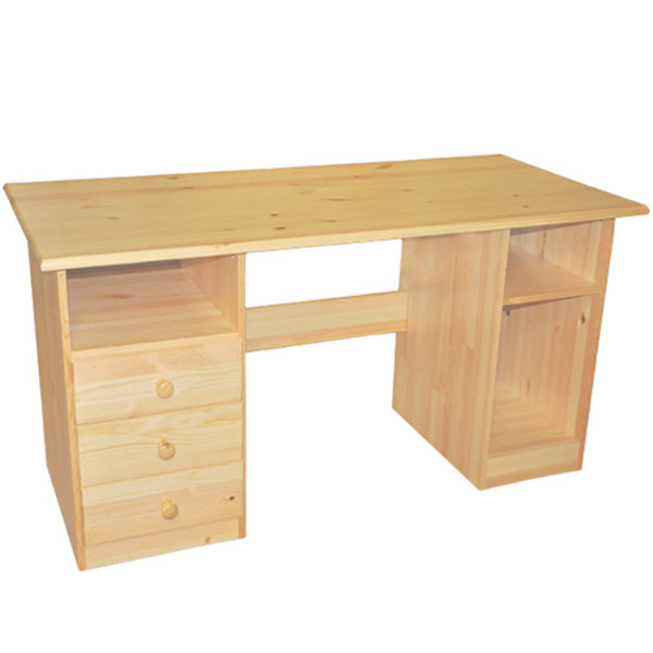 Large Solid Wood Desk with 3 Drawers Natural | Student Wood Des