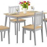 Amazon.com - Giantex 5 Piece Dining Table Set with 4 Chairs, Wood .