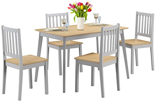 Amazon.com - Giantex 5 Piece Dining Table Set with 4 Chairs, Wood .