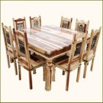 Rustic Square Dining Table and Chair Set Seat 8 Person Solid Wood .