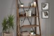 Welwick Designs 68 in. Brown Wood 4-shelf Ladder Bookcase with .