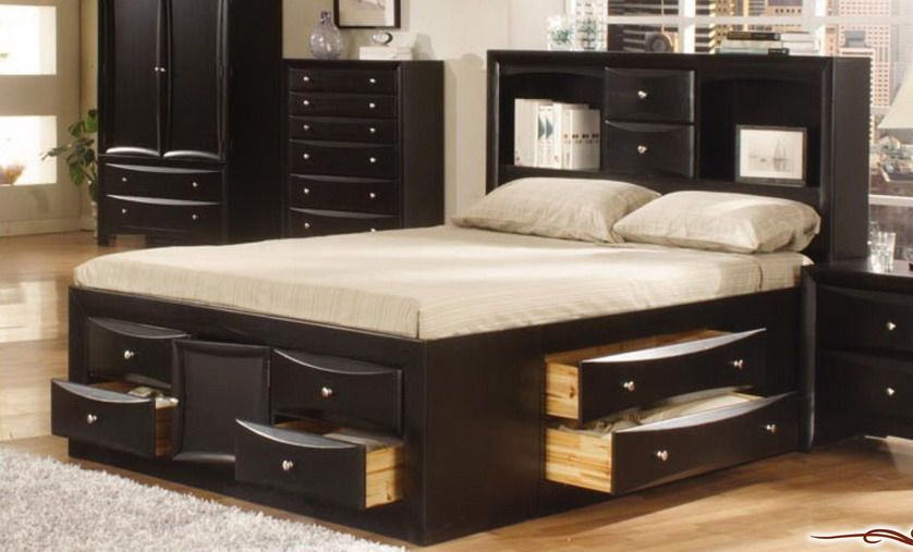 Wooden Double Beds With Storage Drawers