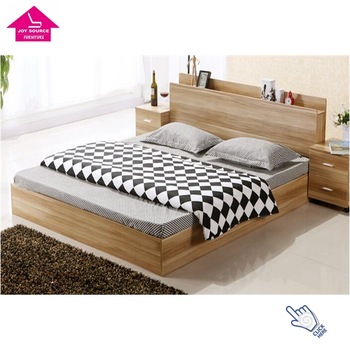 Modern King Size Mdf Wooden Double Bed With Storage Box Draw