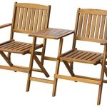 Amazon.com: Wooden Folding Bench +Tea Table Garden Balcony 2 Seats .