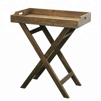 Handmade Vintage Wooden Side Table Folding Tray Table, View .