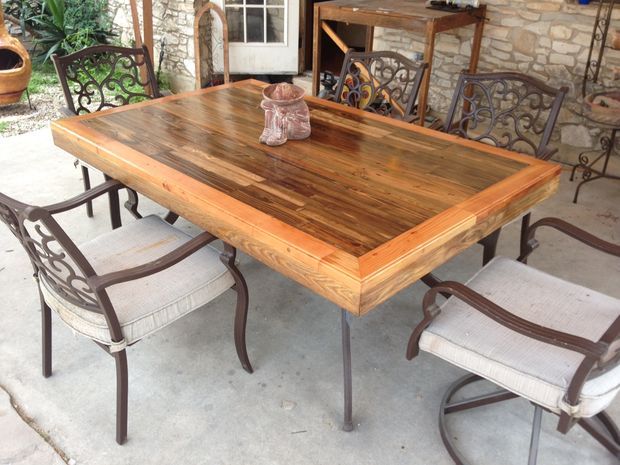 Patio Tabletop Made From Reclaimed Deck Wood | Cheap patio .