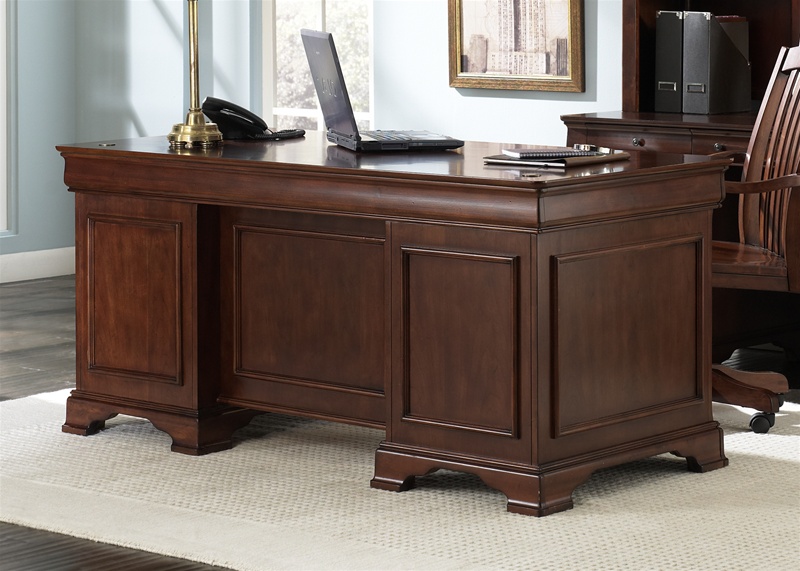 Louis Jr Executive Home Office Desk in Deep Cherry Finish by .