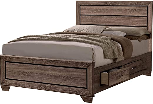 Amazon.com: Benjara Wooden Eastern King Size Bed with Storage .