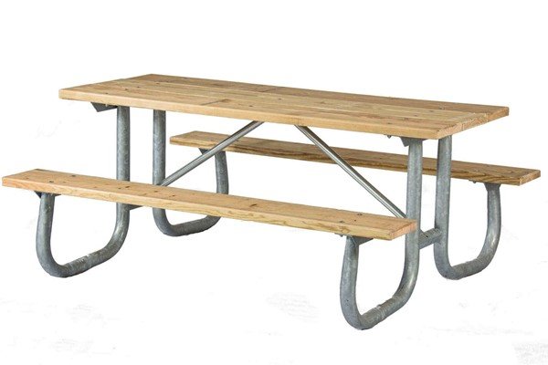 8 Ft. Wooden Picnic Table with Heavy Duty Welded Galvanized .