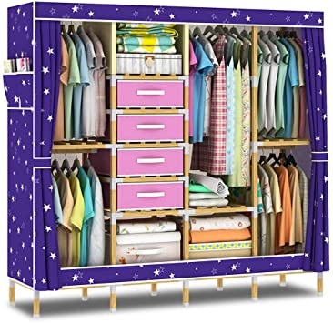 Amazon.com: HHAiNi 65" Super Large Wooden Portable Closet Wardrobe .