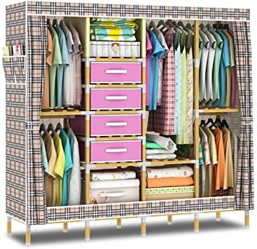 Amazon.com: HHAiNi 65" Super Large Wooden Portable Closet Wardrobe .