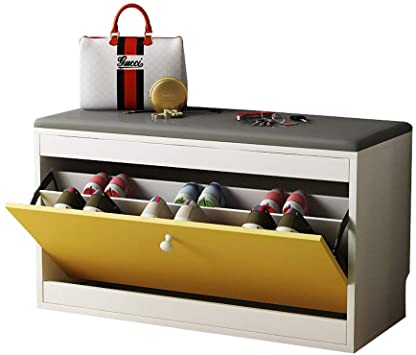 Amazon.com: Wooden Shoe Storage Bench with Flip-Drawer, Shoe .