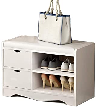 Amazon.com: Wooden Shoe Rack Bench Simple Shoe Stool Locker Shelf .
