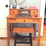 Small Writing Desk With Hutch Storage Drawers Solid Wood Honey .
