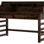 Everglades Rustic Solid Wood Secretary Writing Desk with Hutch .