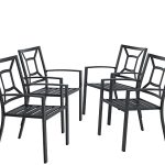 Amazon.com : MFSTUDIO 4 Piece Black Metal Patio Chairs Square Back .