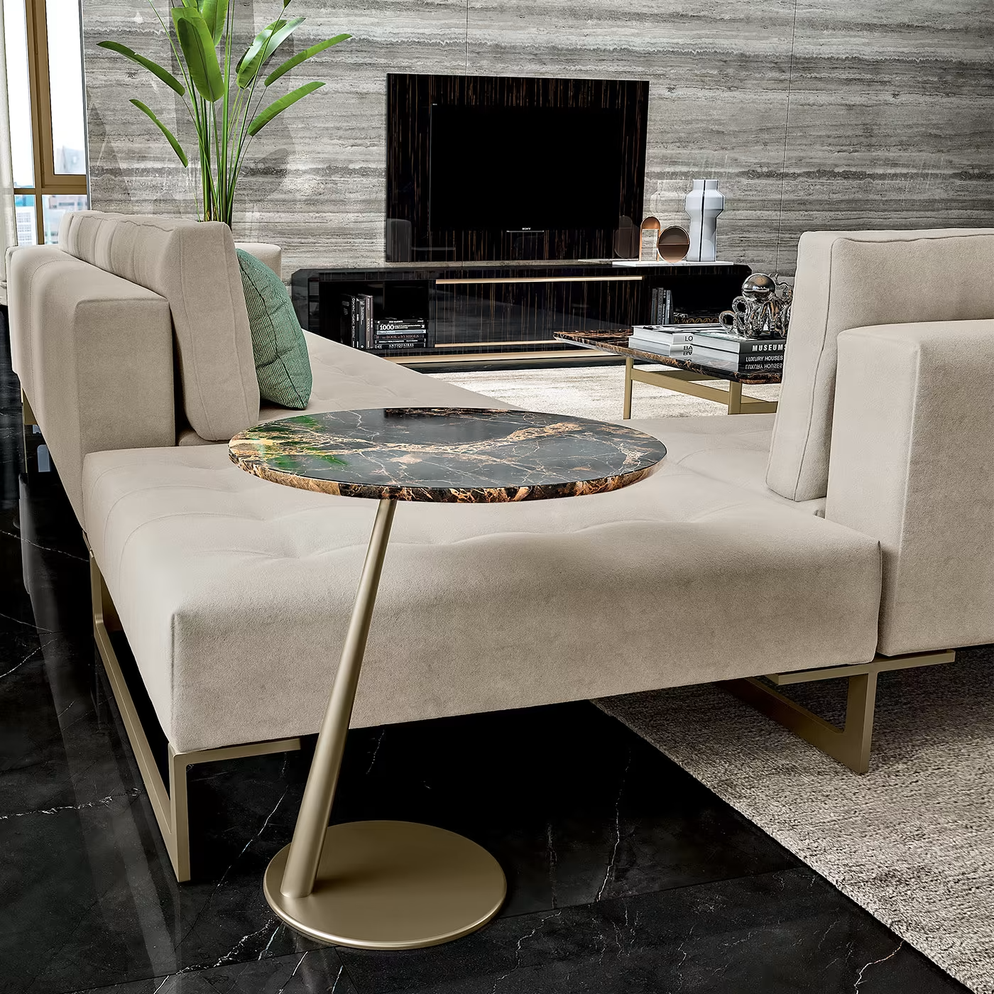 Upgrade Your Living Room with the Stylish Smart Round Marble Top Coffee Table