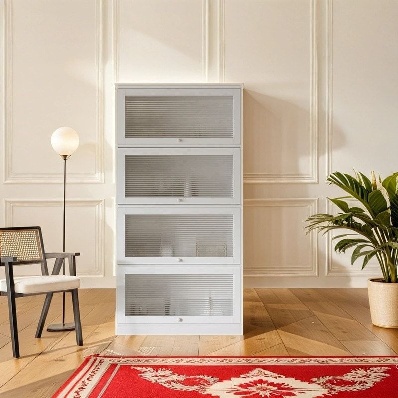 Elegant White Bookshelf with Glass Doors: A Stylish Storage Solution