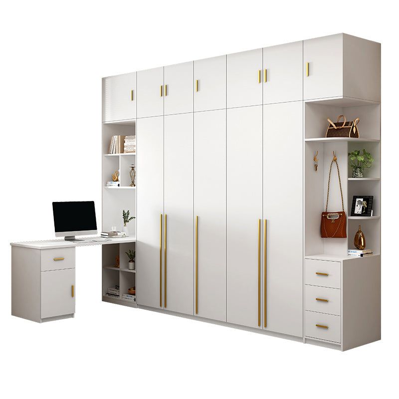 Elegant White Wooden Wardrobe with Drawers: A Stylish Storage Solution