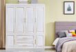 White Wooden Wardrobe With Drawers