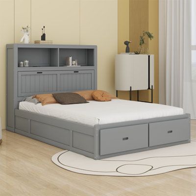 Elegant and Functional Queen Platform Bed with Storage Drawers