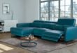 Teal Leather Sectional Sofa